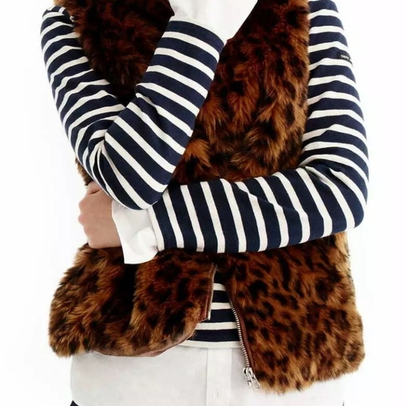 NWT J Crew Leopard Faux Fur Vest - Picture 2 of 8